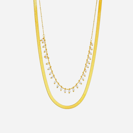 Marizanne | Luxe Käärme Kaulaketju & Helmi Korusetti 18K Kulta